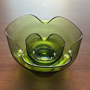 ANCHOR HOCKING - MCM Avocado Green Glass Bowl Set
